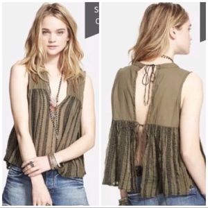 [Free People] Embroidered Open Back Tank